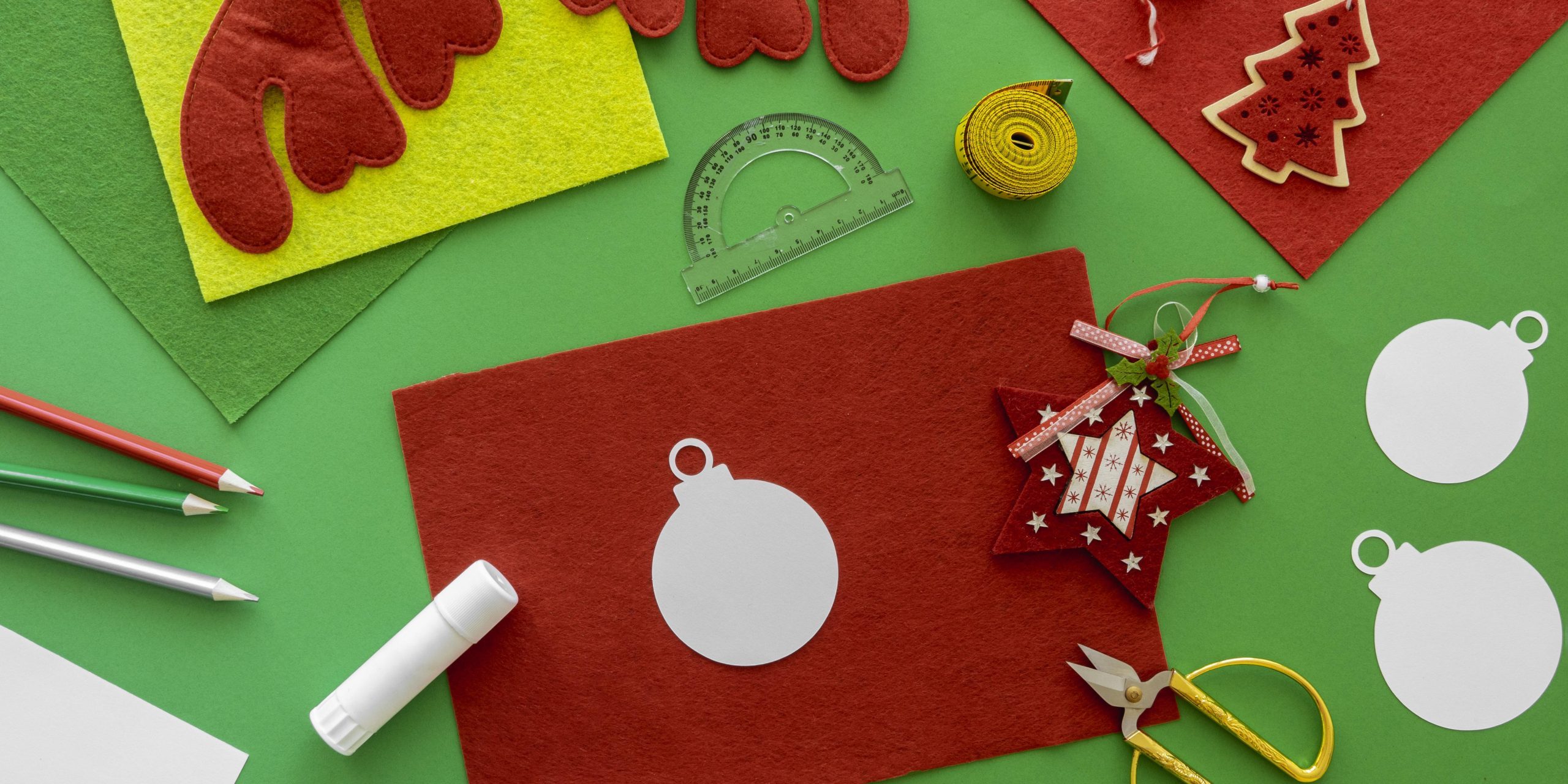 top-view-essentials-crafting-christmas-gift-with-paper-tape-measurer